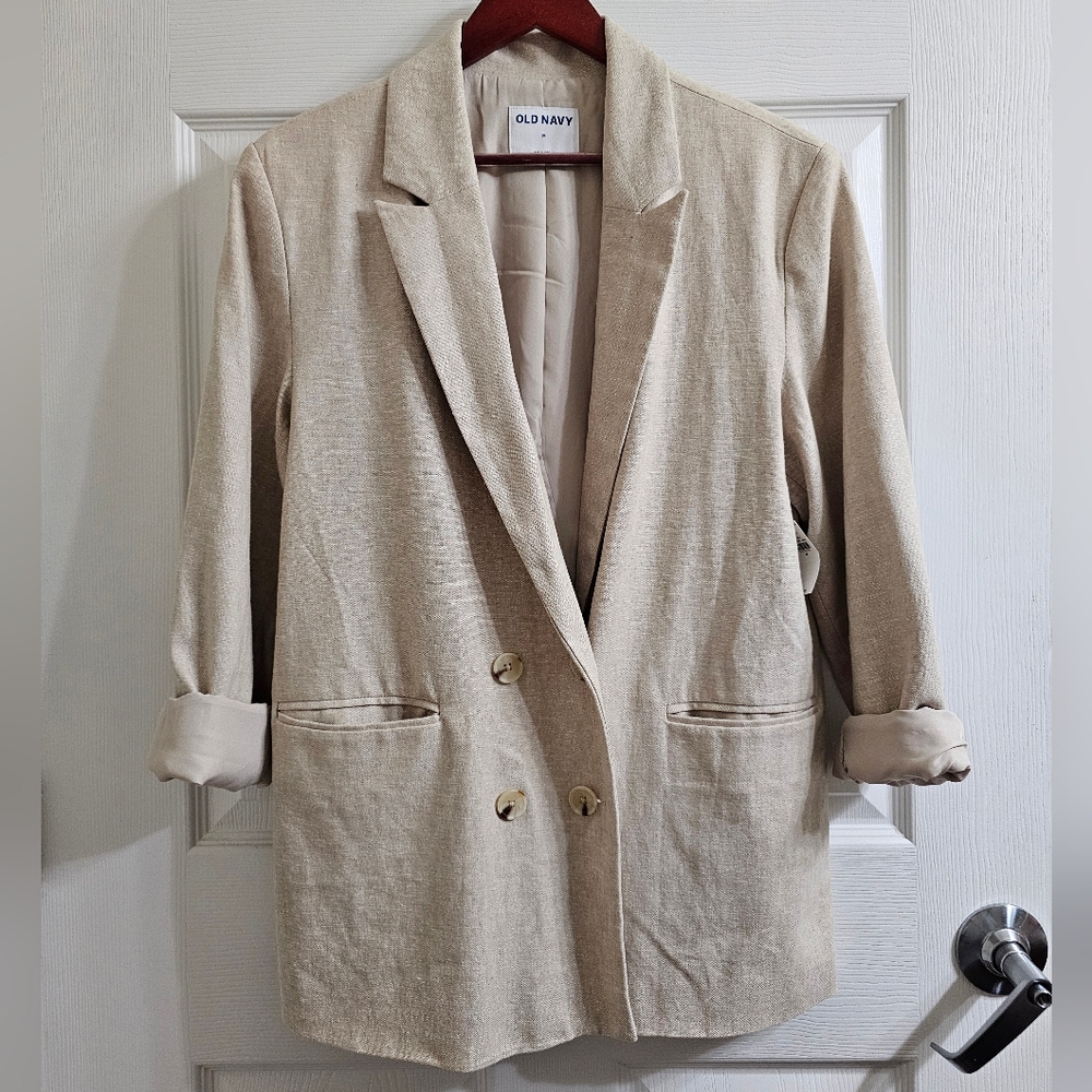 Old Navy Women's Tan Linen Blazer